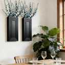 Wooden Wall Planter Vase, 2 Pack Black Wood Hanging Vases with Fake Eucalyptus for Indoor Modern Boho Farmhouse Wall Art Decor for Home Indoor Kitchen Modern Farmhouse Bathroom