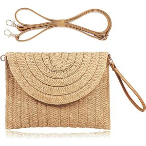 COOKOOKY Straw Clutch Handbag Summer Beach Straw Purse for Women woven Envelope Bag | Straw, Summer, Beach, woven, Straw, Summer