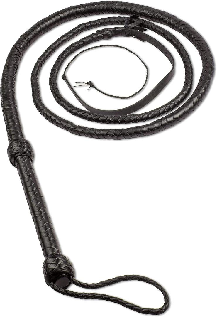 HADZAM Professional Equestrian Bull Whip for Horse Communication & Livestock Guidance - Premium Cowhide Leather Sport Whip for Equestrian Arts & Cattle Guidance