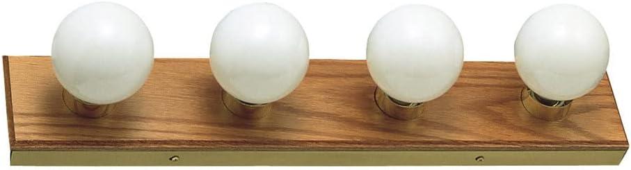 Design House 500207 5-Light Vanity Strip Light Contemporary Dimmable for Bathroom, Bedroom, Makeup Vanity, Honey Oak