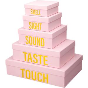 Kolldenn 5 Senses Gift Boxes for Him Her Five Senses Gift Bags Nesting Gifts Box with Lid for Valentine's Day Wedding Anniversary Birthday Party Decor for Husband Boyfriend 5.1'' to 13.8''(Pink)