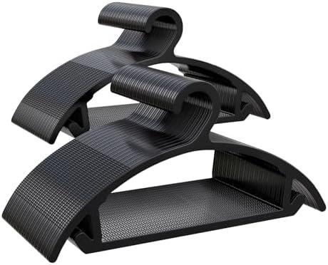 ABHENG 100 Pack Clothes Hangers, Non Slip Heavy Duty Plastic Hangers, Space Saving All-in-One Garment Hangers for Dresses Suits Jeans Knits, Hold Up to 11 LB Dry & Wet, 16.4" x 8.3",Black,UAPY08100B