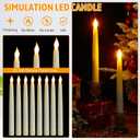 Baquler 50 Pcs 8.5 Inches Flameless Taper Candles Bulk Battery Operated Taper Candles Ivory LED Candlesticks Flickering for Christmas Wedding Home Decor