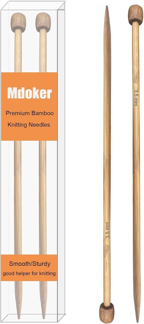 Mdoker Bamboo Knitting Needle Straight Single Pointed Sweater Knitting Needles 10-inch Length for Handmade DIY Knitting Projects,Size US 4(3.5mm)