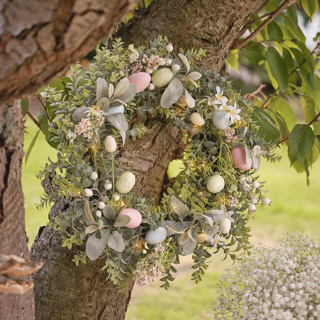 Lights4fun Pre Lit Easter Egg Wreath, size 11 inch