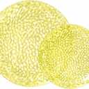 Rubtlamp 60 Pcs Yellow Plastic Plates, Hammered Heavy Duty Disposable Plates, Fancy Party Platos Include 30 Yellow Dinner Plate,30 Disposable Dessert Plate for Daily Reception