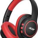 acer Kids Bluetooth Headphones, Over Ear Headphone for Kids with Mic, 75H Playtime, 85dBA Safe Volume, Bluetooth 6.0, USB C Fast Charging, Toddler Headphones for iPad/Tablet/Travel/School-Black Red