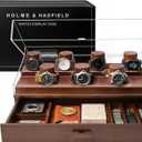 Premium 7 Slot Watch Box for Men - Large Wooden Watch Display Case with Hinged Cover, Leather Lining & Drawer - Watch Holder Organizer Stand - Handcrafted Luxury Birthday Gift for Men