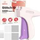 Stitch Gun for Clothes, Portable Handheld Tagging Gun for Clothing, Stitch Quick Clothing Fixer Includes 2500 Black Fasteners & 2500 White Fasteners with 6 Needles, White
