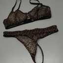 Lilosy Sexy Mesh Sheer Underwire Push Up Lingerie Set Lingerie Set, Leopard Medium