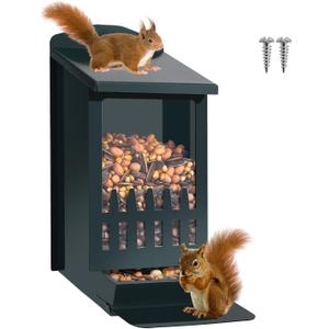 TreeGun Squirrel Feeder for Hanging Outside TreeMini Chipmunk Outdoors Squirrel Picnic Bench Feeders TableFunny Metal House BoxesStronger Than Wooden Structure (Fence Model Squirrel Feeder, Blue)