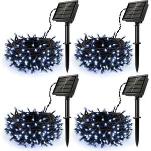 Pack of 4 Solar String Lights for Outside, 400 LED Solar Christmas Lights Outdoor Waterproof with 8 Modes Solar Fairy Lights for Xmas Tree Party Wedding Garden Fence Decorations (White)