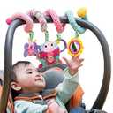 Infantino Stretch & Spiral Activity Toy - Textured Play Activity Toy for Sensory Exploration and Engagement, Ages 0 and Up, Pink Farm