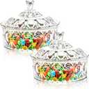 Lawei 2 Pack Candy Dish with Lid, Acrylic Decorative Candy Jar Crystal Covered Sugar Bowl for Candy Buffet, Party, Wedding, Home Decoration