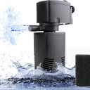 Fish Tank Filter for 15-40 Gallon Tank, 160 GPH Crystal Clear Powerful Internal Aquarium Filters Submersible Pump& Filter System for Fish Tank & Turtle Tank (Black)