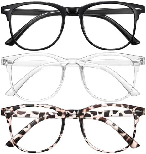 Okany 3 Pack Blue Light Blocking Glasses for Women Men, Round Computer Glasses Anti Eye Strain/ UV/ Glare Gaming Glasses