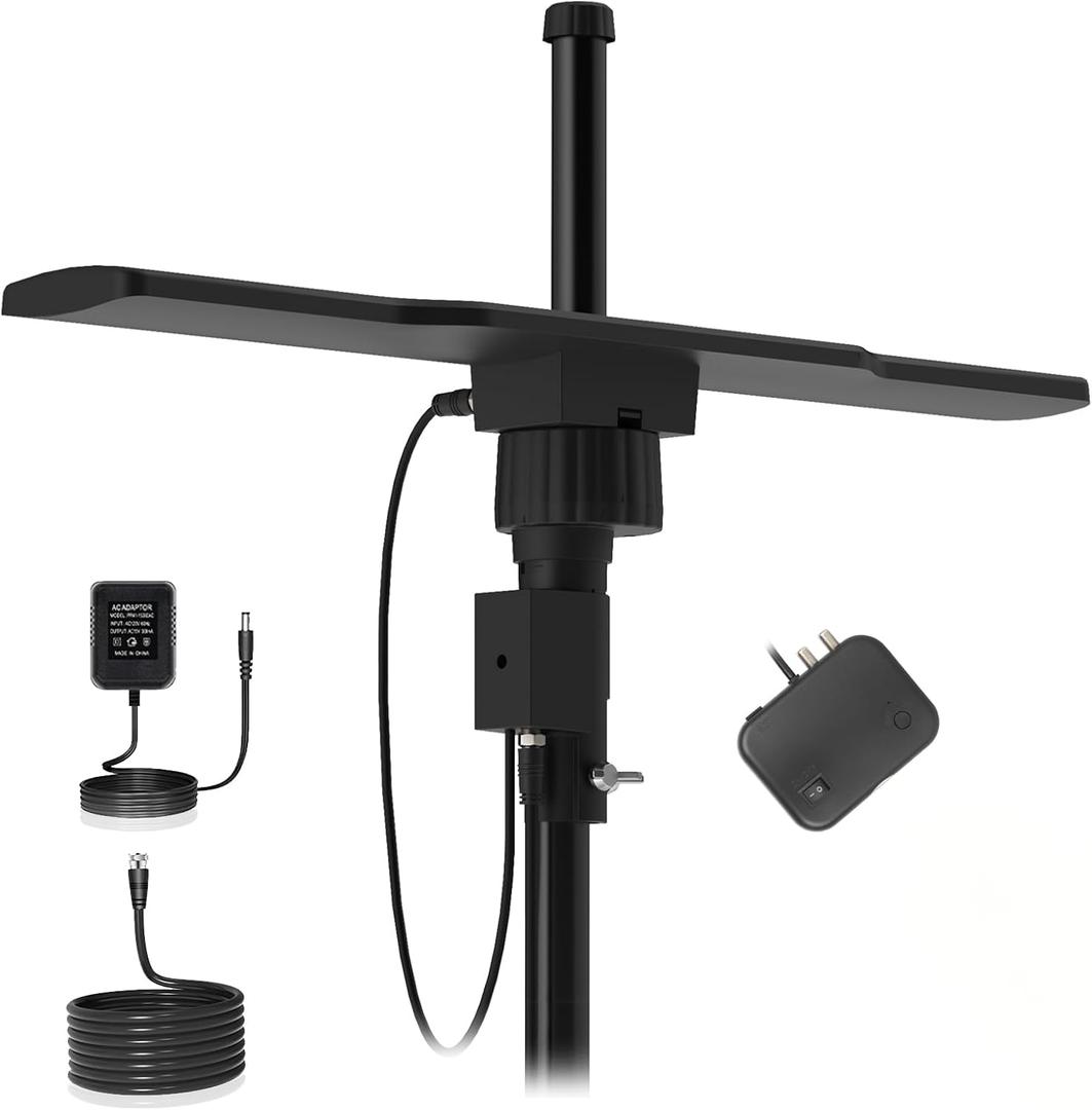 2025 Digital HD TV Antenna Outdoor, 1600+ Miles Long Ranges, Directional 360 Degree Rotation,Outdoor TV Antenna for Smart TV,Support 2 TVs-8K 4K 1080p All Smart/Old TVs VHF UHF-35ft HDTV Cable (black)