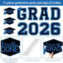 Tatuo 11 Pcs Graduation Yard Sign Decorations Class of 2026 Congrats Graduation Lawn Signs Grad Yard with 23 Stakes for High School College Outdoor Party Supplies(Blue Black,Simple Style)