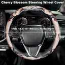 Cherry Blossom Japanese Sakura Steering Wheel Cover for 14.5-15 Inch (37-38 cm) Wheels, Premium Fabric with Non-Slip Rubber Inner Ring