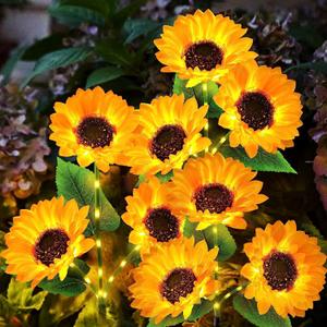 KOOPER Solar Lights Outdoor Decor - 6 Pack Solar Garden Lights with 18 Sunflower Lights, Auto ON/Off, Waterproof for Garden, Patio, Backyard