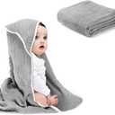 2 x Baby Hooded Towels for Babies and Toddlers, Muslin Baby Bath Towel Soft and Absorbency (Grey 1 Pack)