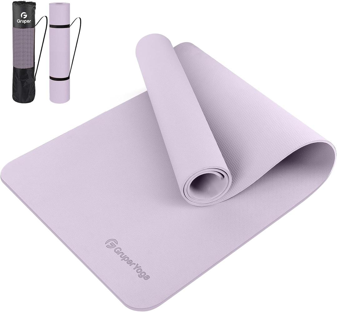 Gruper Yoga Mat Non Slip, 72"L x 24"W x 0.24"/0.32"TH, Anti-Tear Exercise Mat with Carrying Strap and Bag, Pro TPE Yoga Mats for Women, Workout Mats for Home, Pilates and Floor Exercises