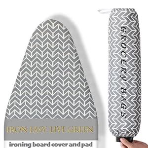 BNDX 15"x54" Ironing Board Cover  Aqua Plaid Design, Thick Padding with 2" Elastic Edge & Dual Buckles, Durable, Scorch & Stain Resistant