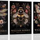 3pcs framed William Morris Wall Art Retro Insect Canvas Pictures Bee Butterfly Dragonfly Posters Prints, Botanical Nature Flower Wall Decor Paintings for Living Room Bedroom Bathroom (12x16, Black)