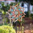 Viveta Metal Wind Spinners Outdoor,Vintage Kinetic Wind Spinner Garden Pinwheels with Metal Stake for Patio,Lawn,Garden,59 * 13.4 Inch