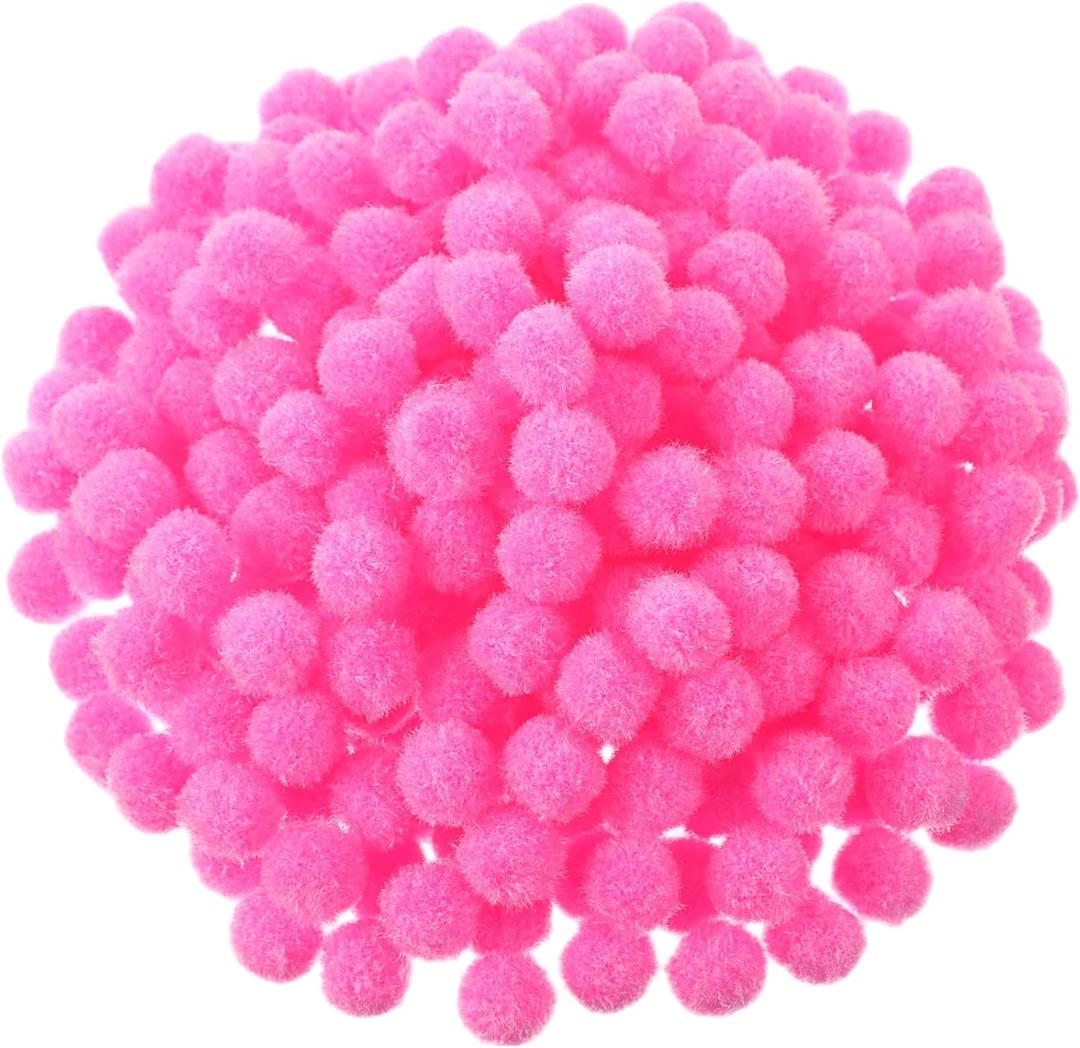 Blulu 500 Pcs 0.5 Inch Polypropylene Pompoms for Craft Making, Small Pom Poms Balls Art and Craft DIY Decorations(Pink)