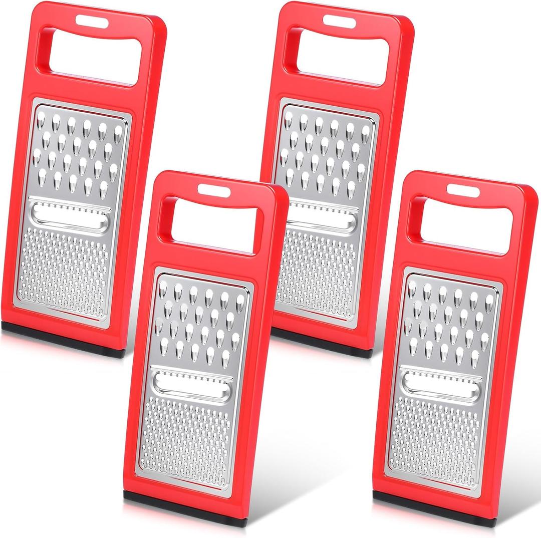 LemonRoad 4 Pcs Graters for Kitchen Gifts Stainless Steel Handheld Cheese Grater Set Cooking Utensils Supplies Kitchen Vegetable Cheese Chocolate Shredder for Neighbor Women Home Supplies