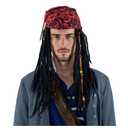 Men Pirate Dreadlock Wig Jack Sparrow Costume Hair Props Bandana Braid Beads Halloween Themed Party Outfits Black