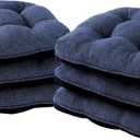Chair Cushions for Dining Chairs Set of 6, Kitchen Chair Cushions, Chair Pads with Ties and Non Slip Backing, Tufted Memory Foam Seat Cushion 6 Pack, 15.5" x 15.5" x 4", Navy Blue