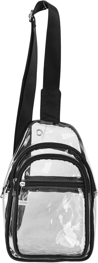 LATMAP Clear PVC Chest Bag Adjustable Breathable Straps Sling Bag for Concert Trips Airport