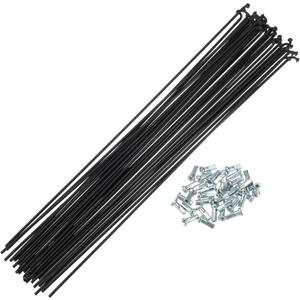 X AUTOHAUX 36 Pcs 14G J Bend 2mm Bike Bicycle Spokes with Nipples Steel Black (253mm)