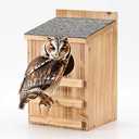 Screech Owl House With Bird Stand - Large Cedar Premium and Weatherproof Design - Prebuilt Box for Outside With Mounting Screws, Easy Assembly