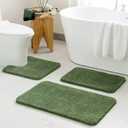 MIULEE Bathroom Rugs Sets 3 Piece Including U Shaped Toilet Rug - Soft Absorbent Bath Mats Set with Non Slip Rubber Backside, Machine Washable - Moss Green, 20"x30"+16"x24"+U 20"x20"