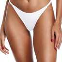 Zmart Women Thong Bikini Bottoms G String Sexy Low Waist Swimsuit Bottom Brazilian Cheeky Bathing Suit Bottoms Small