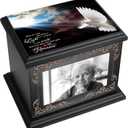 Cremation Urns for Human Ashes Adult Male or Female, Funeral Memorial Urns for Ashes with Photo Frame, Wooden Urns Box and Casket for Men Women, Burial Urn for Adults Up to 200 IBS