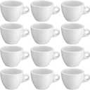 Reallnaive 12 Pcs Porcelain Espresso Cup Set 5 oz 150 ml White Tiny Ceramic Coffee & Tea Mugs for Cafes Offices Homes and Restaurants