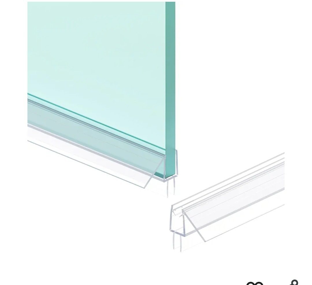 Shower Door Bottom Seal Strip, 2PCS Seal Strip, Ultra Clear PVC, 36" Length, Fits 6mm Thick Glass, Prevents Leaks, Easy Installation, No Adhesive Required (Ultra Clear, 36in for 1/4"(6mm) Door)