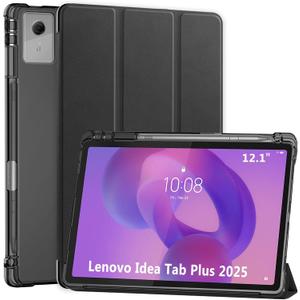 ProCase Smart Case for 2025 Lenovo Idea Tab Plus 12.1 Inch/Tab K12, Slim Light Cover Trifold Stand Hard Shell Folio Smart Protective Case for Idea Tab Plus/Tab K12 (TB361FU/TB361ZU) -Black