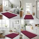 Smiry Memory Foam Bath Mat 24x16, Extra Soft and Absorbent Bathroom Mats, Non Slip Washable Carpet for Floor, Shower and Tub, Burgundy 2pc