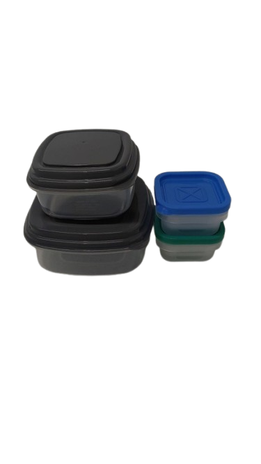 Food Storage Containers 1.25 Cup Food Storage Containers 2 Piece Set, Grey Easy Fit, 2 Small Plus Extra Small Lids