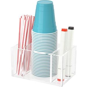 Cup Holder with Slot Mark Your Cup, Party Dispenser Acrylic Cup Organizer and Bar Counter Decor, Clear (Single)