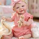 Aori Realistic Reborn Baby Dolls - 20 Inch Lifelike Newborn Baby Girl Doll with Weighted Soft Body and Soft Vinyl Limbs with Pink Outfit Set for Cudding, Perfect Christmas, Birthday Gift for Girls