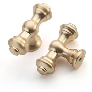 Asidrama 10 Pack Brushed Brass Cabinet Knobs - Gold Dresser & Drawer Knobs for Kitchen Cabinet Hardware (Single Hole Knob)