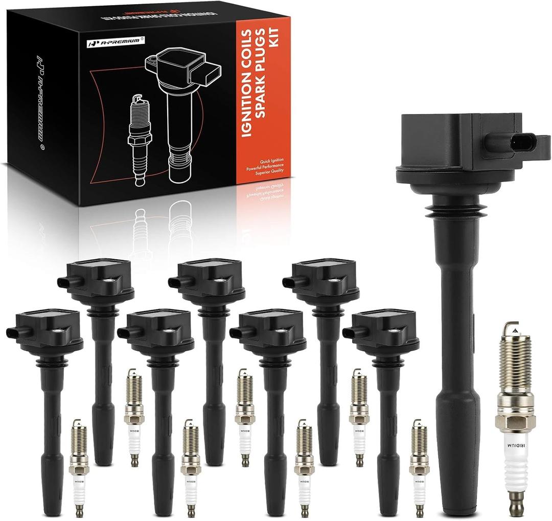A-Premium Set of 15 Ignition Coil Pack and Iridium Spark Plugs Compatible with Ford F-150 2018-2021, Mustang 2020, 5.0L, Replace# JR3Z12029A