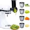 Slicer Shredder Grater Attachment Compatible with KitchenAid Stand Mixer, 4 Stainless Steel Blades, Vegetable Cheese Slicer, Multi-Purpose Mixer Attachment, Easy Clean