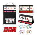 CVC Word Builder Desktop Pocket Chart with 107 Cards, Kids Word Builder Games for CVC CVCC CCVC Learning Reading Spelling Early Education Tool for Preschool Kindergarten Classroom.